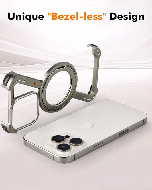 Foldable mobile case stand made of durable matte alloy