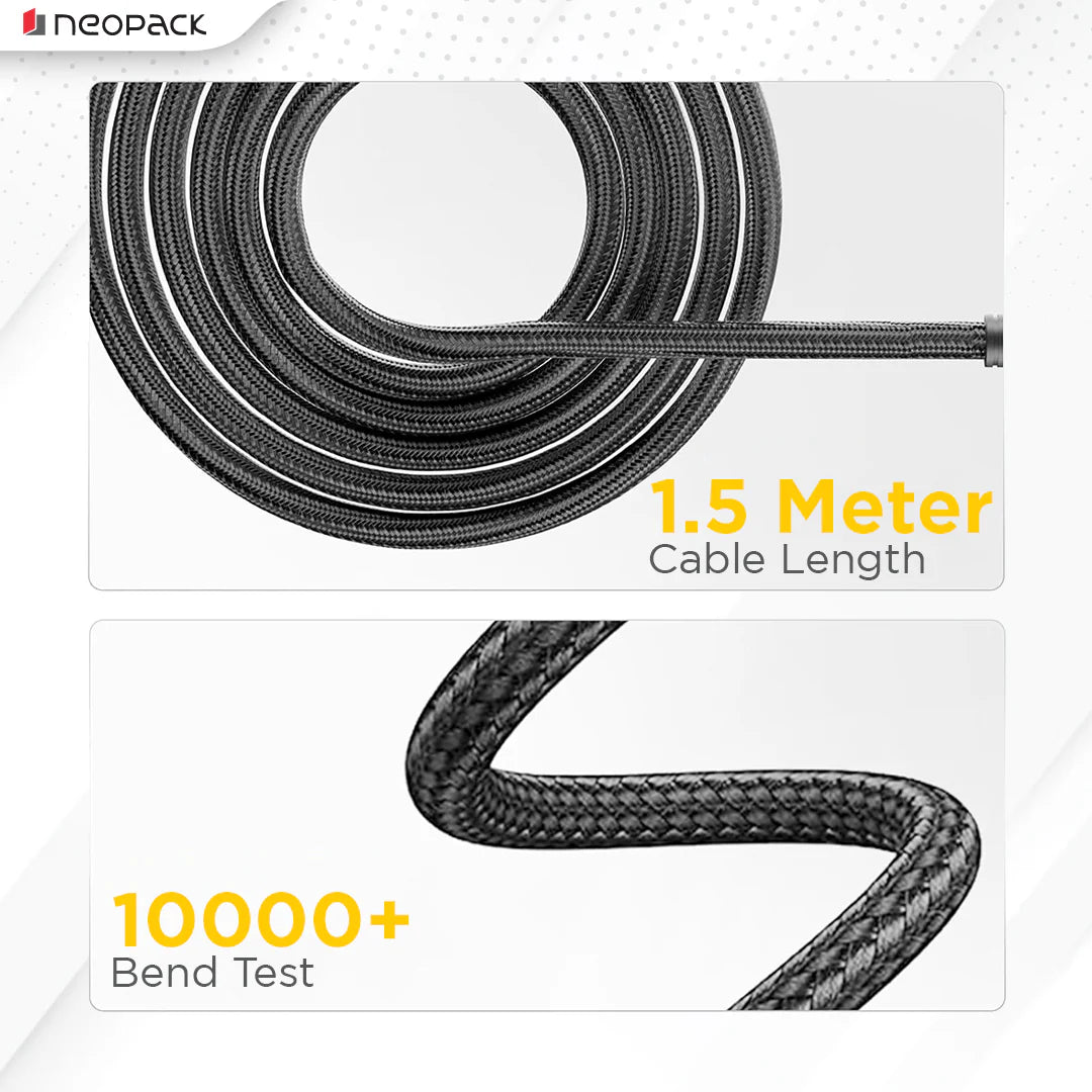 Neopack Duraflex Plus USB-C to Lightning Braided Cable – 27W PD, 1.5m