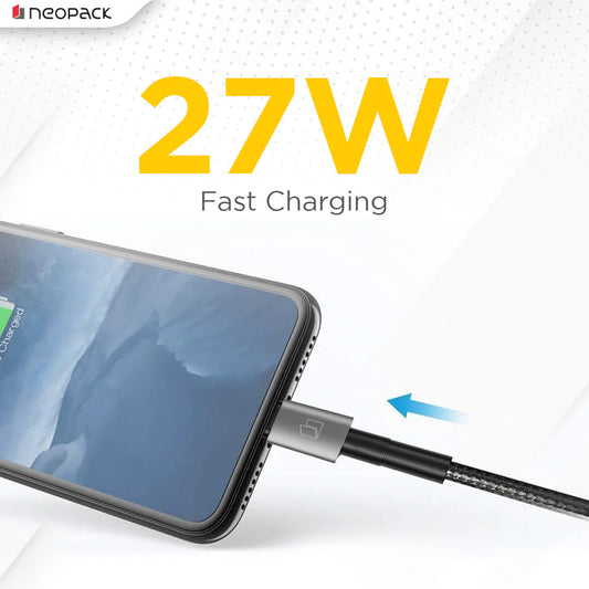 Neopack Duraflex Plus USB-C to Lightning Braided Cable – 27W PD, 1.5m