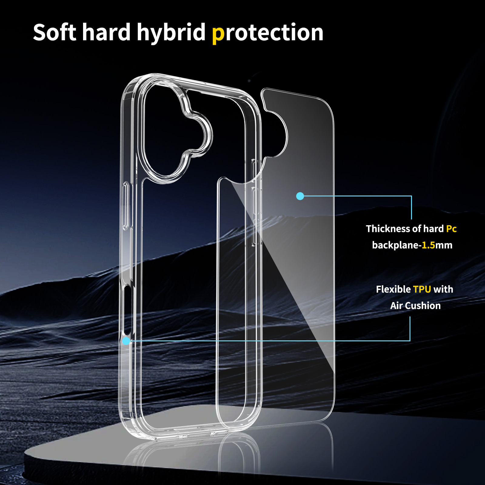 Transparent GlassTone clear case for iPhone 17 Pro Max with drop protection