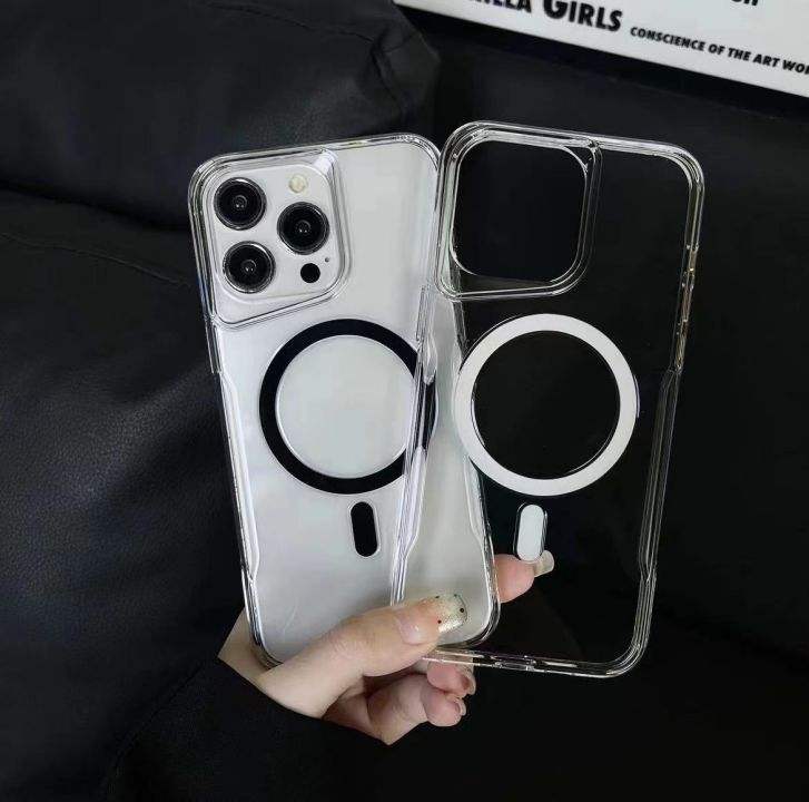 CoreRing Clear Case shown on iPhone during wireless charging