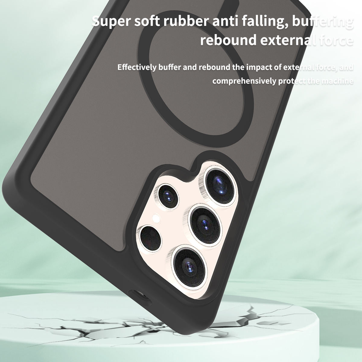 Slim-fit MagSafe case with soft TPU edges and raised screen protection