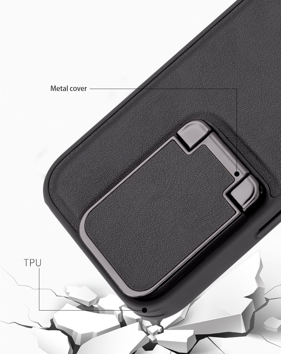 All-in-one leather case for iPhone with magnetic stand and lens guard