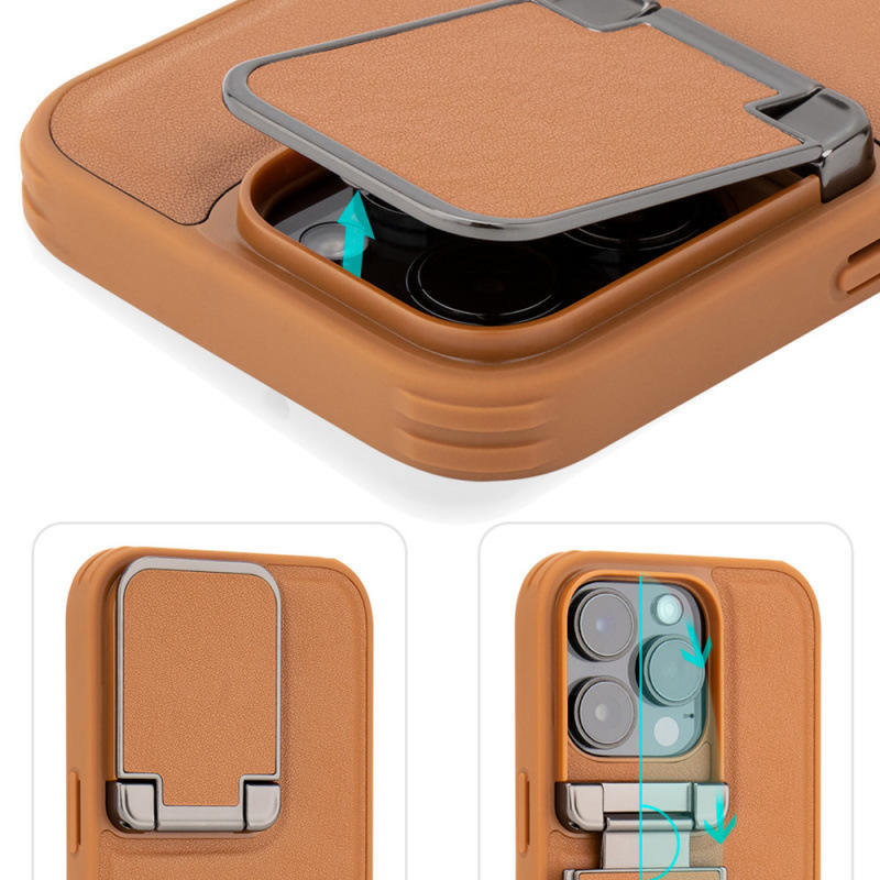 Stylish leather-finish case offering lens safety and viewing convenience