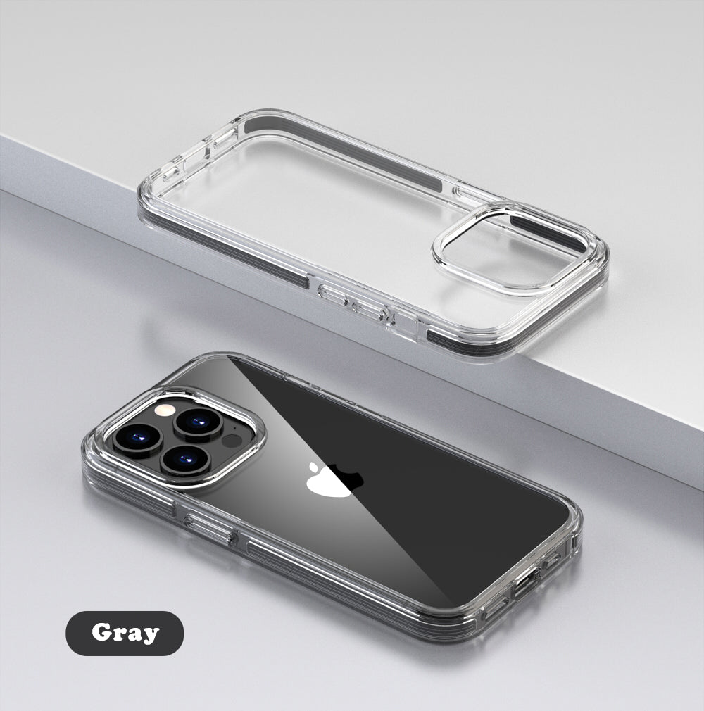 Clear slim iPhone 16 Plus case with black edge detailing