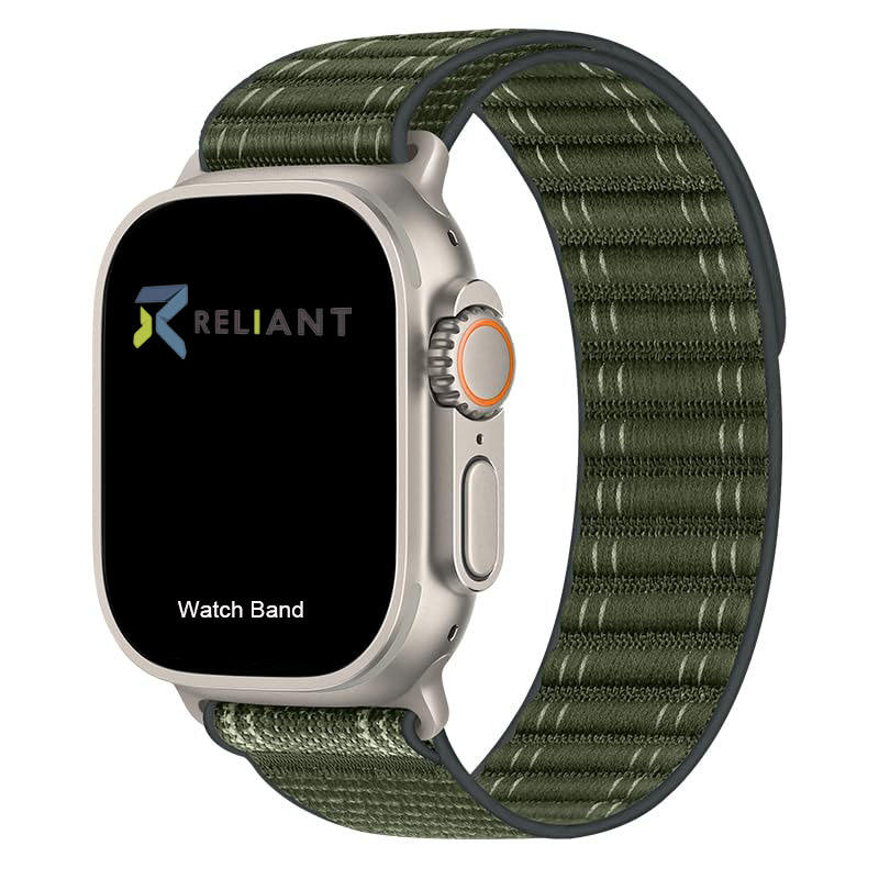 Sports Apple Watch strap with adjustable loop in military green