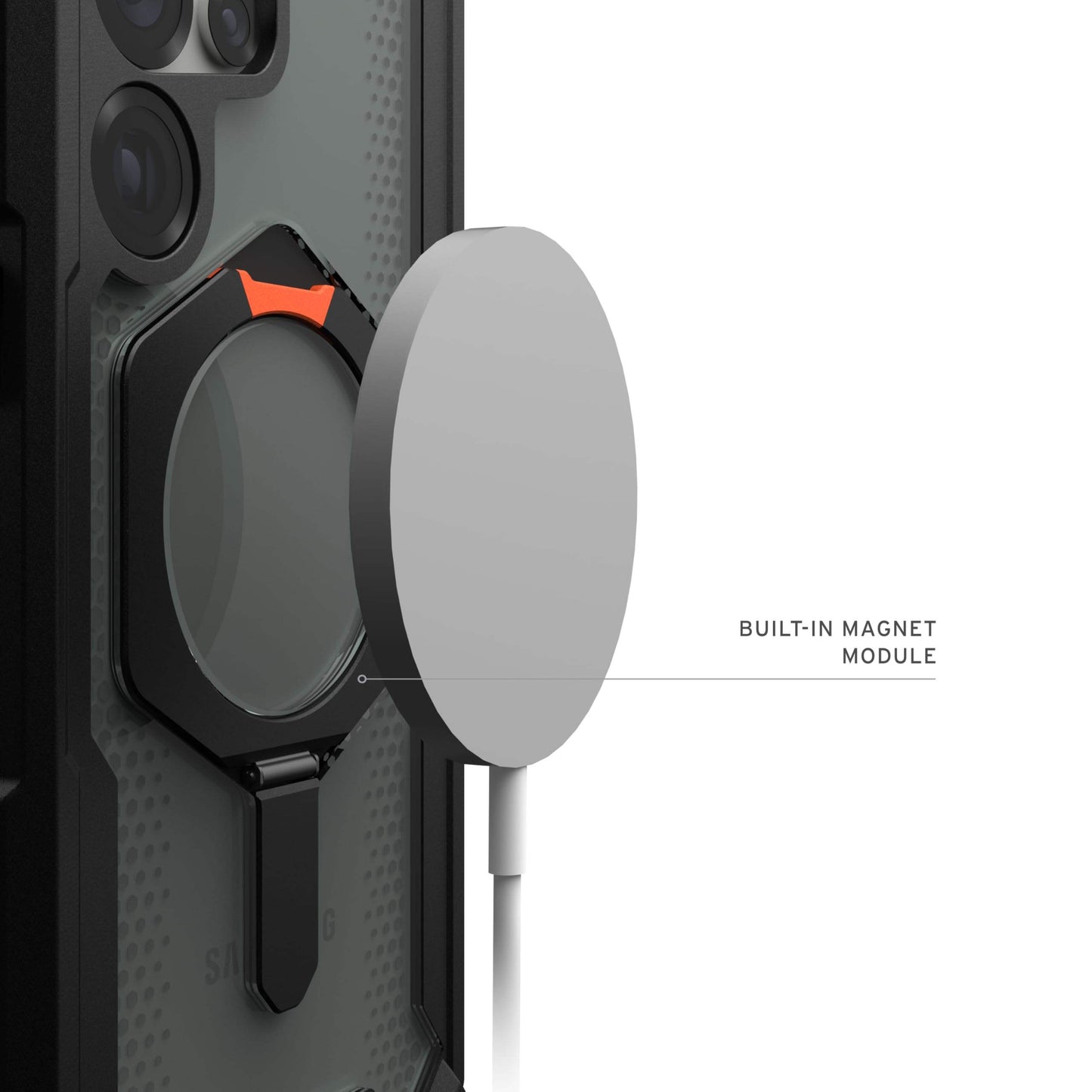 Transparent black rugged case with MagSafe and reinforced corners