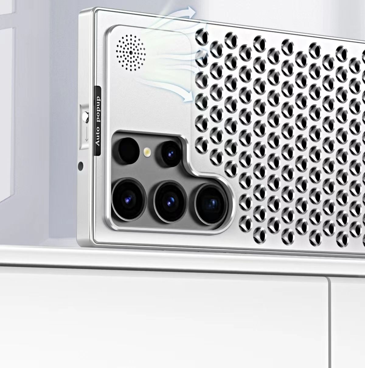 Lightweight protective case with heat vents for Samsung phone