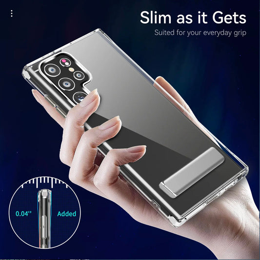 Transparent back cover with kickstand for Galaxy S24 Ultra