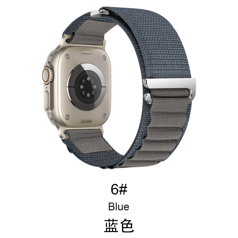 Premium loop-style nylon strap for Apple Watch in cool blue shade