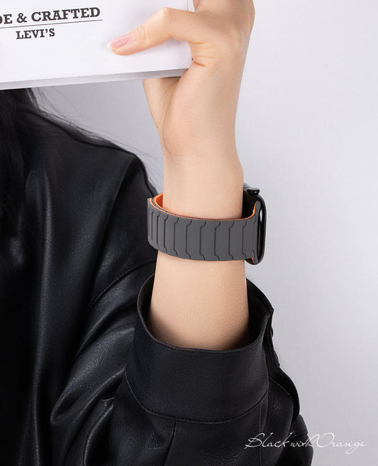 Buckle-free smartwatch strap with secure magnetic snap clasp