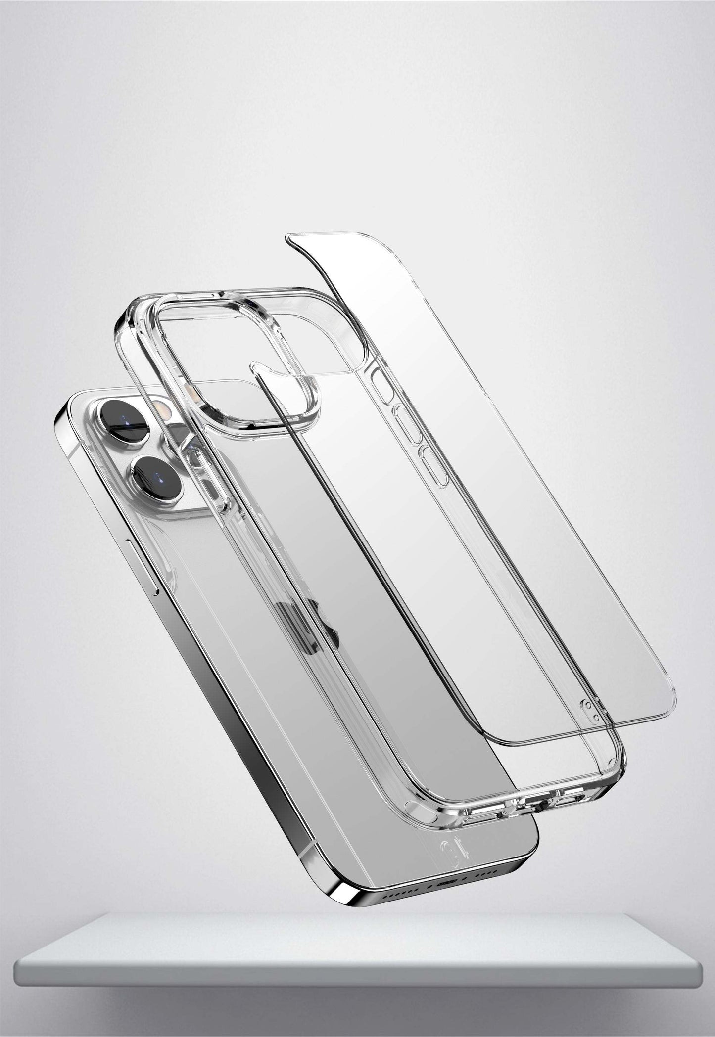 Shockproof black-tinted iPhone case showing anti-drop corners and impact-resistant soft TPU edges