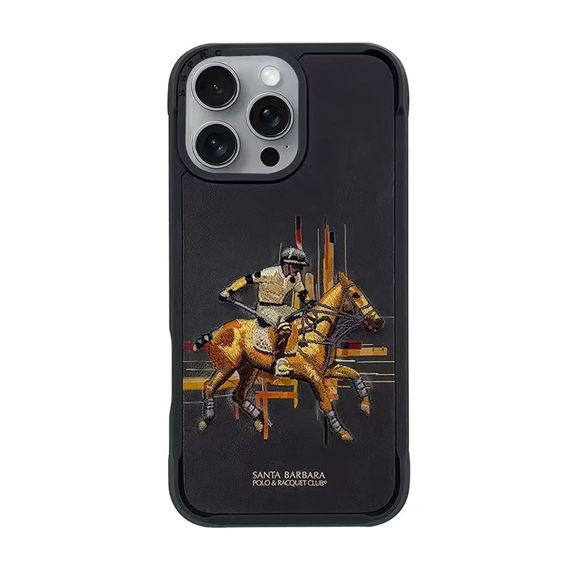 Embroidered polo rider case for iPhone 16 Pro in matte finish