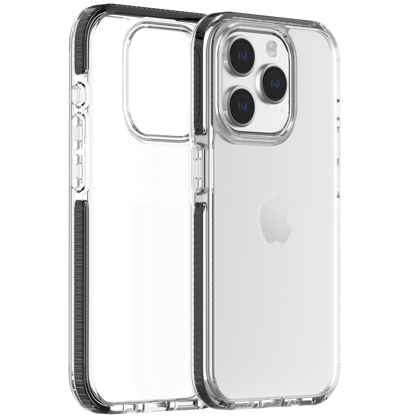 Clear bumper case on iPhone showing back camera protection