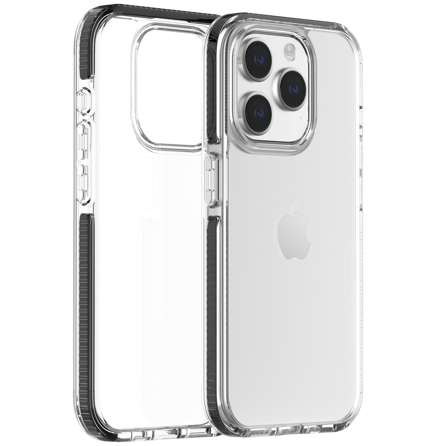 Clear bumper case on iPhone showing back camera protection