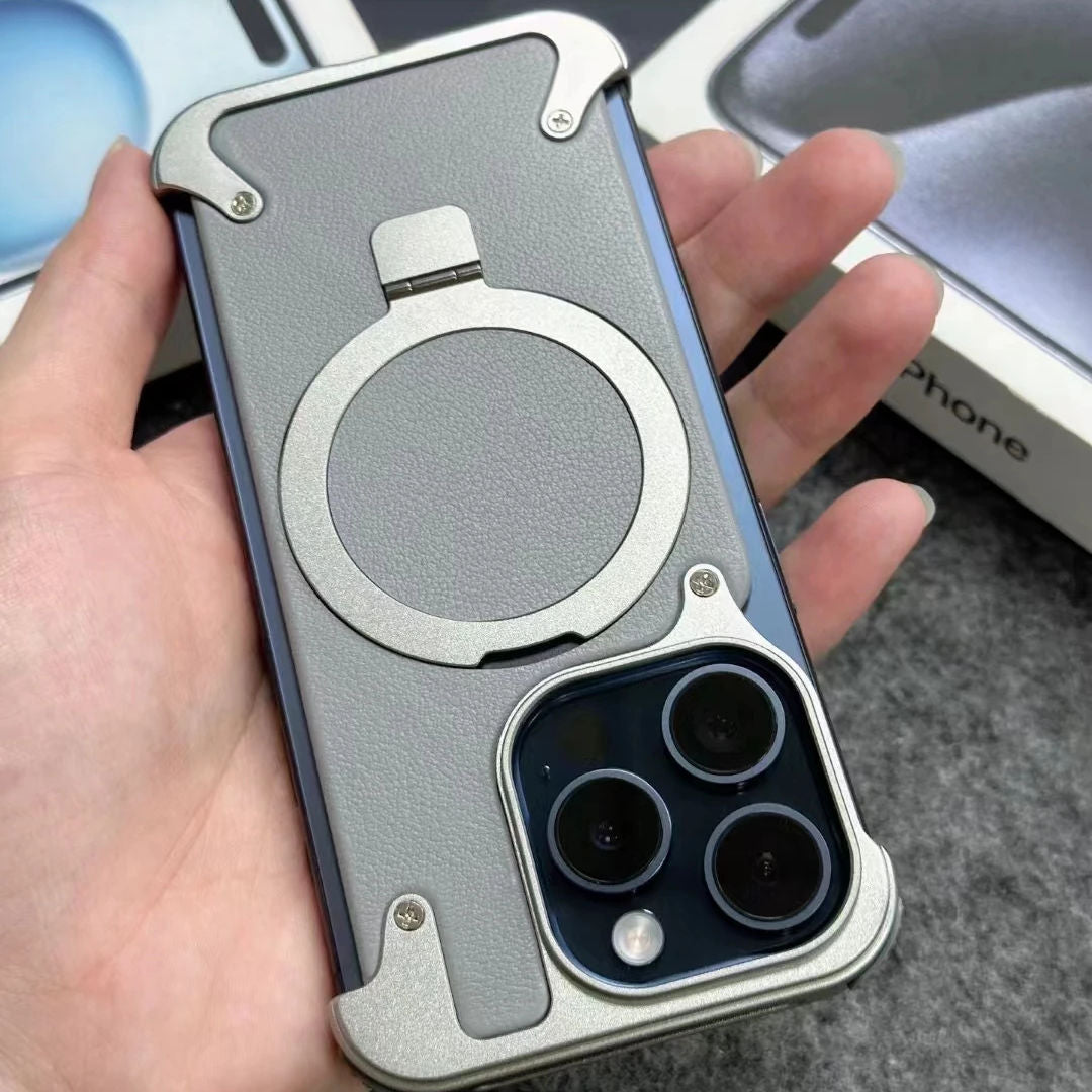 Premium iPhone 16 Pro MagSafe case with metal ring stand
