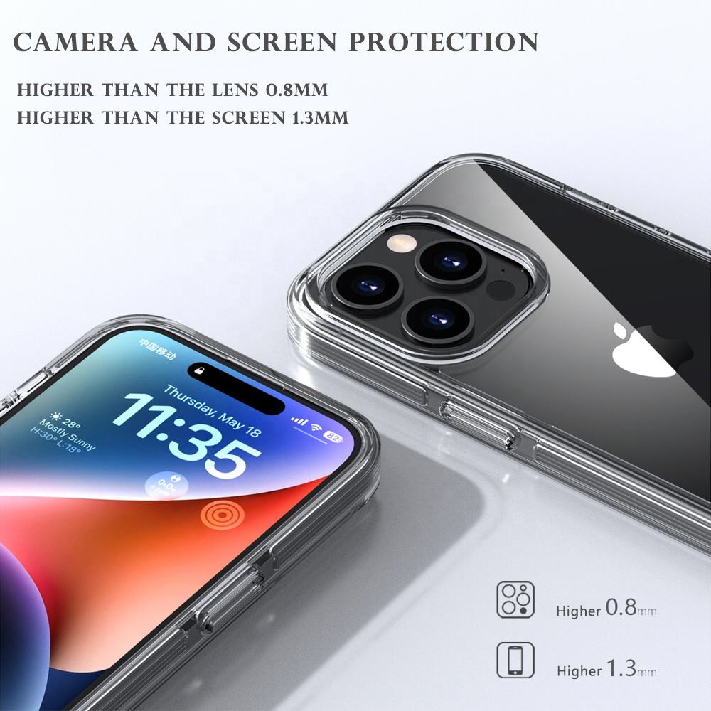 Transparent iPhone cover with drop protection and slim profile