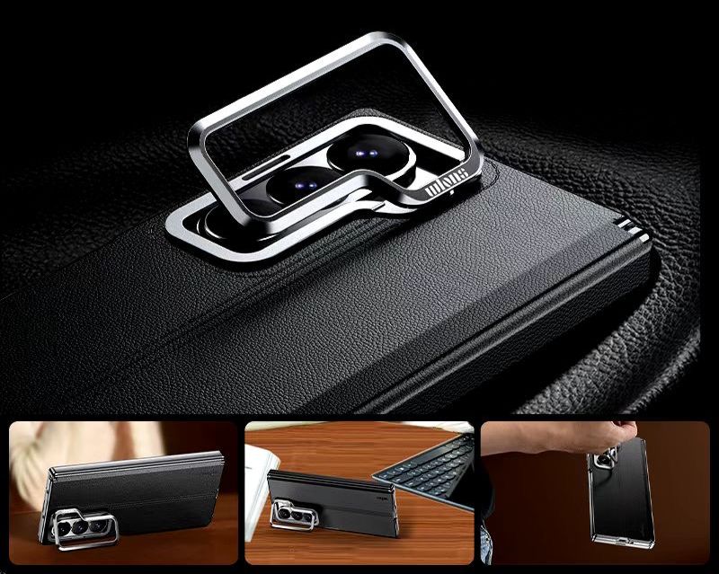 Premium foldable Samsung case with magnetic alignment and vegan leather