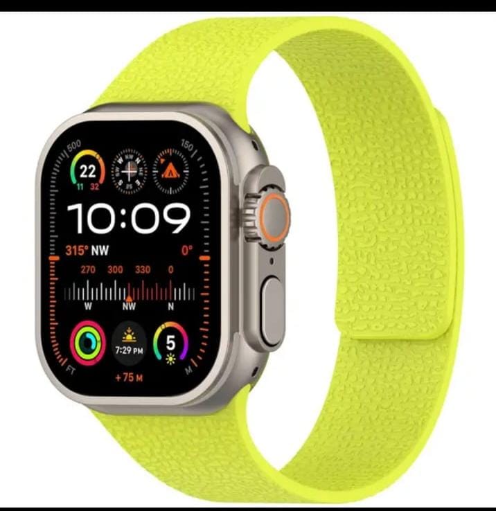 Soft silicone Apple Watch strap with snap-fit magnetic system