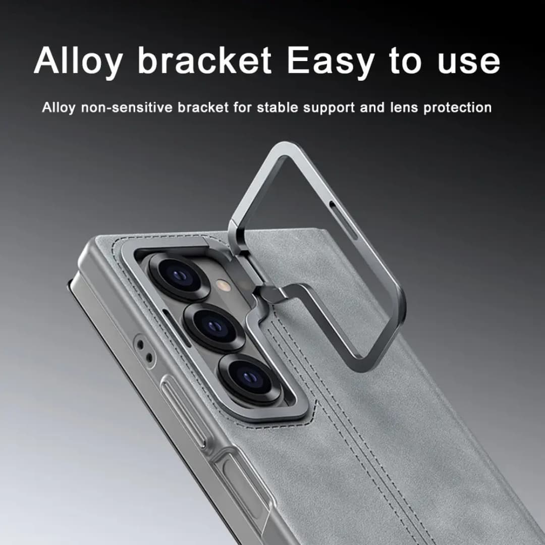 MagHold Luxe Z Fold6 cover in titanium grey with stitched detailing