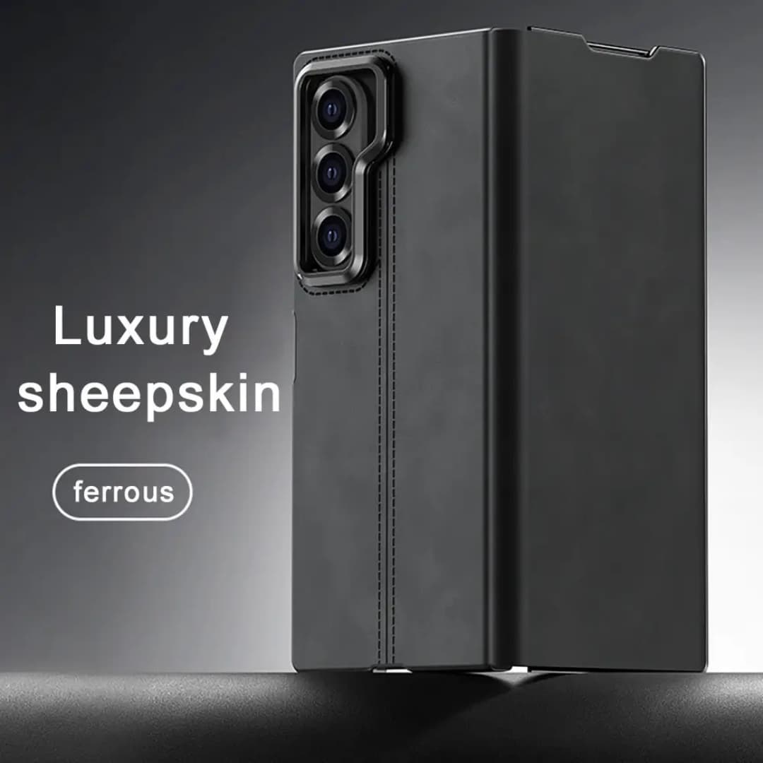Ethical vegan leather Z Fold6 case with magnetic accessory support