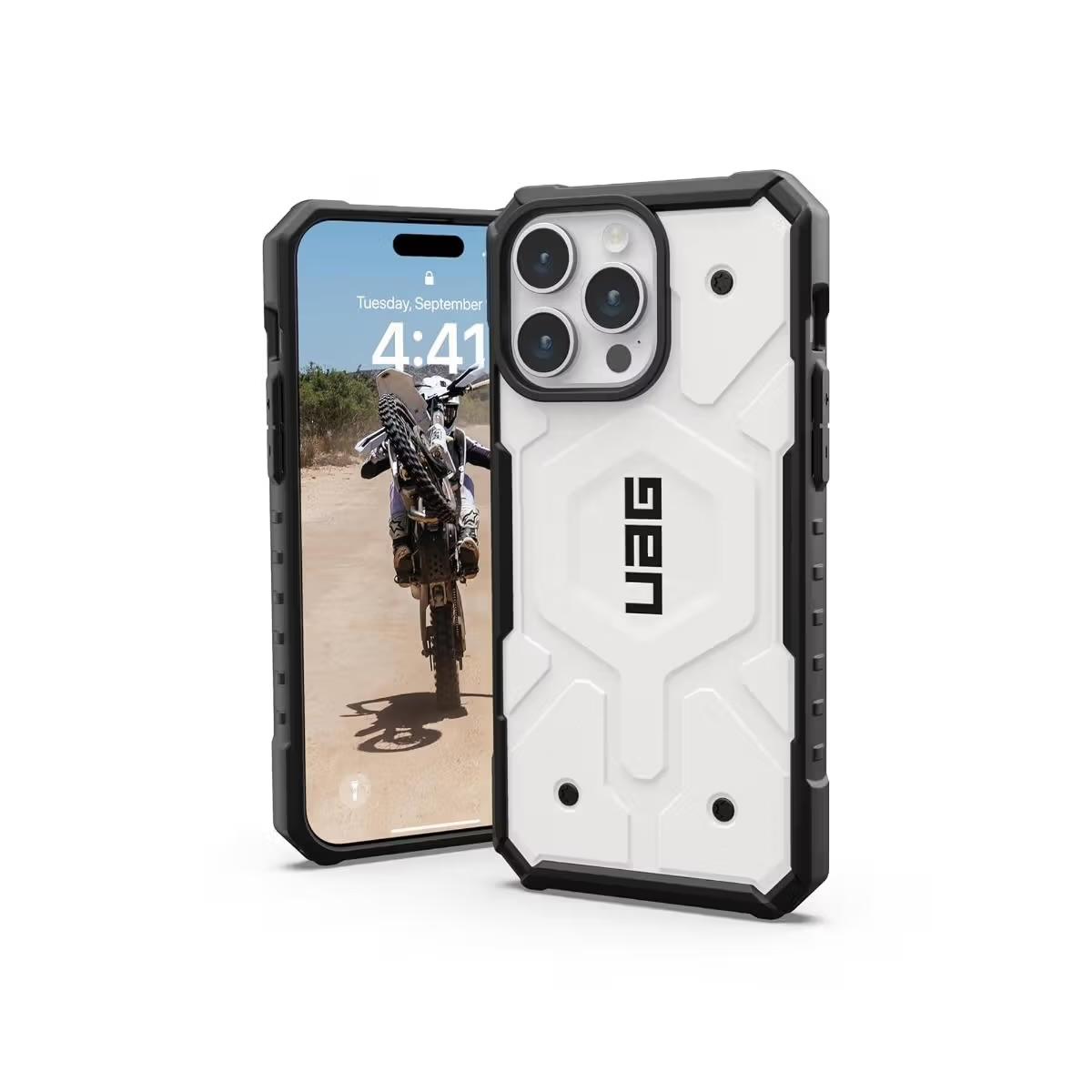 Drop-tested HexGuard iPhone case in blue shade with tactical design