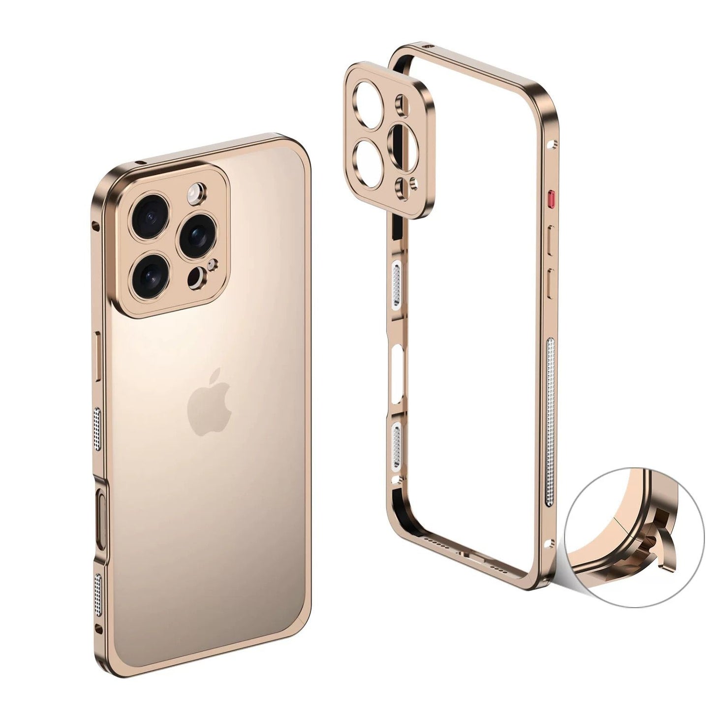 Gloss finish metal frame case for iPhone 16 Pro in black