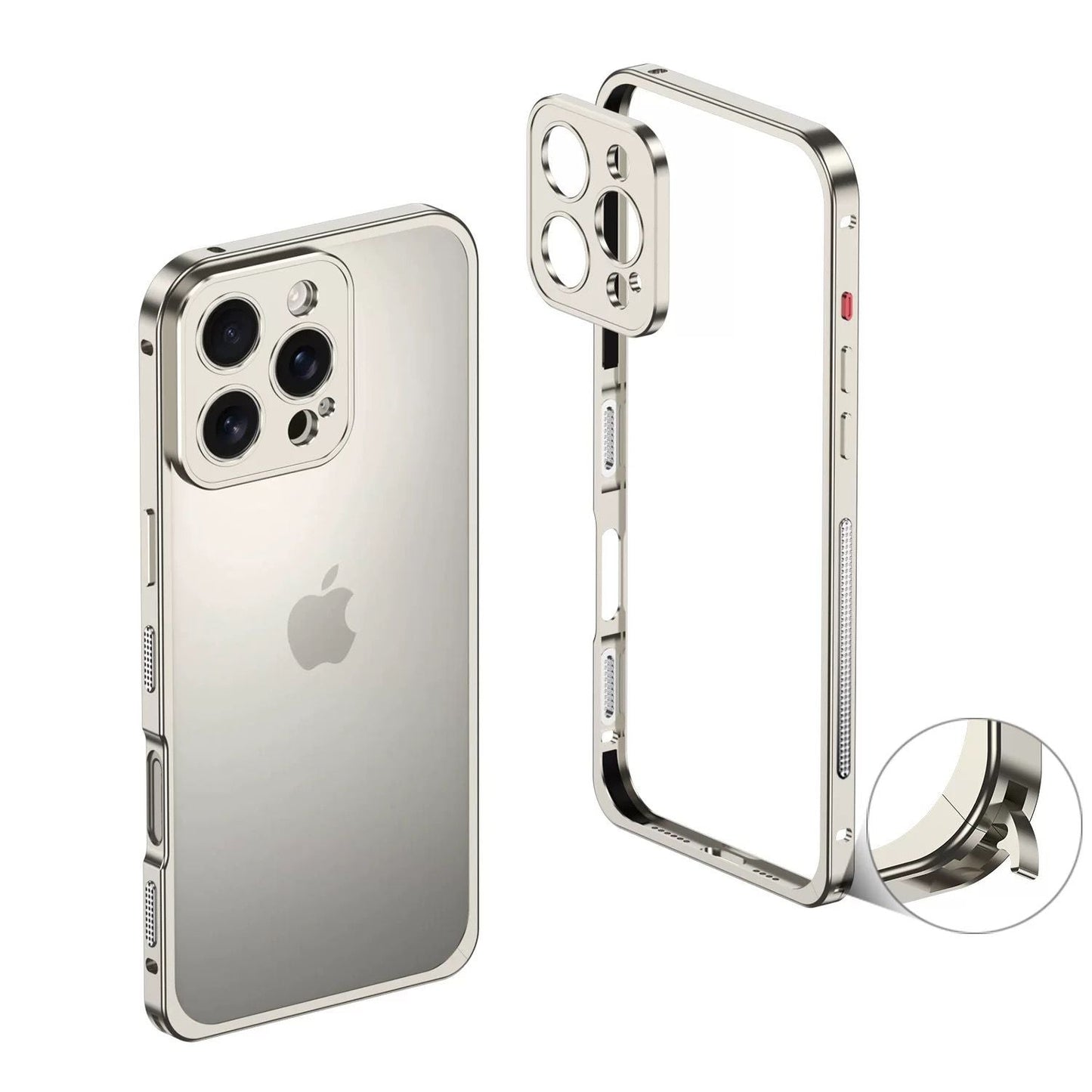 Lumetrix metal frame case for iPhone 16 Pro Max in titanium finish