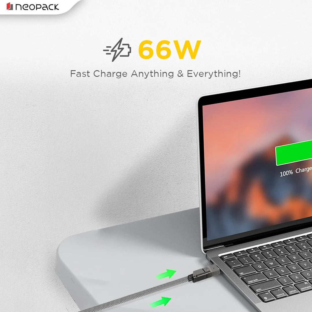 Neopack Almighty 4-in-1 Fast Charging Cable – 66W Braided Nylon
