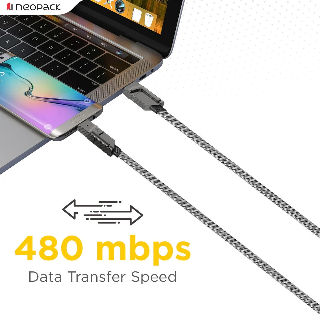 Neopack Almighty 4-in-1 Fast Charging Cable – 66W Braided Nylon