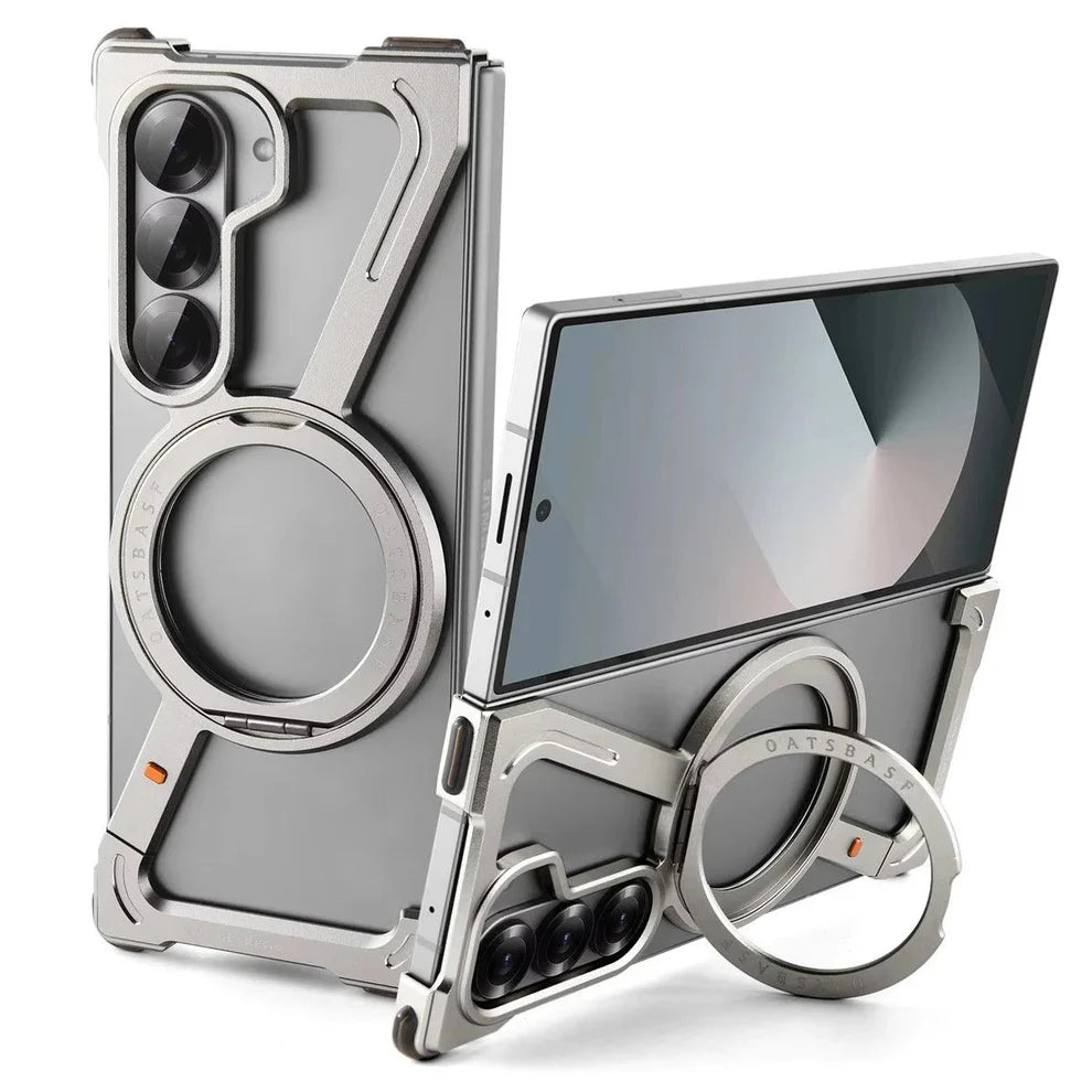 Alloy rotating stand case for S25 Ultra, Fold6, and Fold5