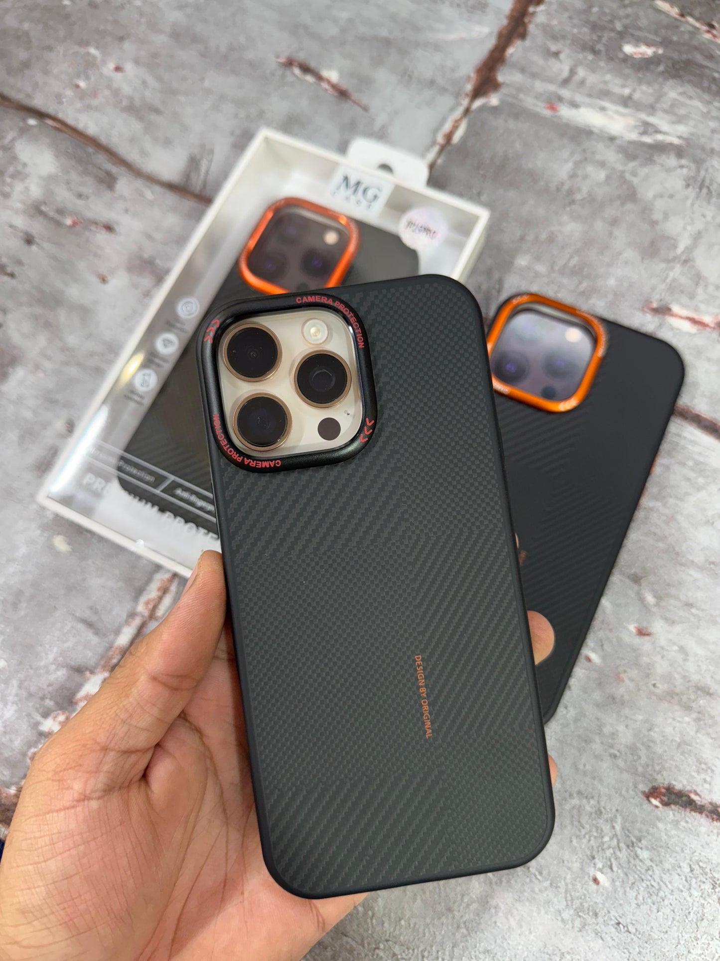 Industrial-style iPhone 16 cover with mesh finish