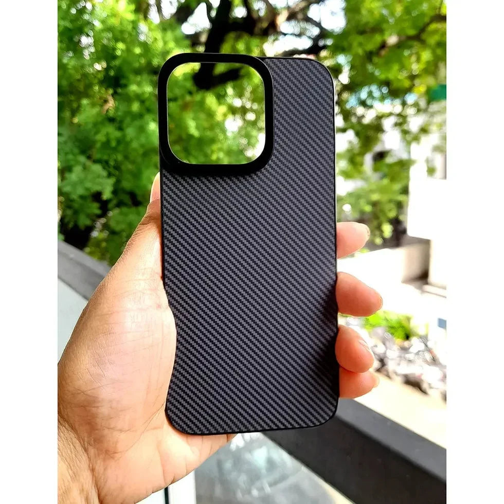 Minimalist carbon fiber iPhone back plate with MagSafe compatibility
