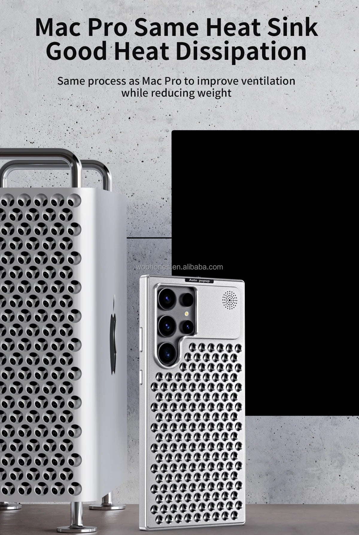 BreezeCage Case with raised camera protection and cooling feature