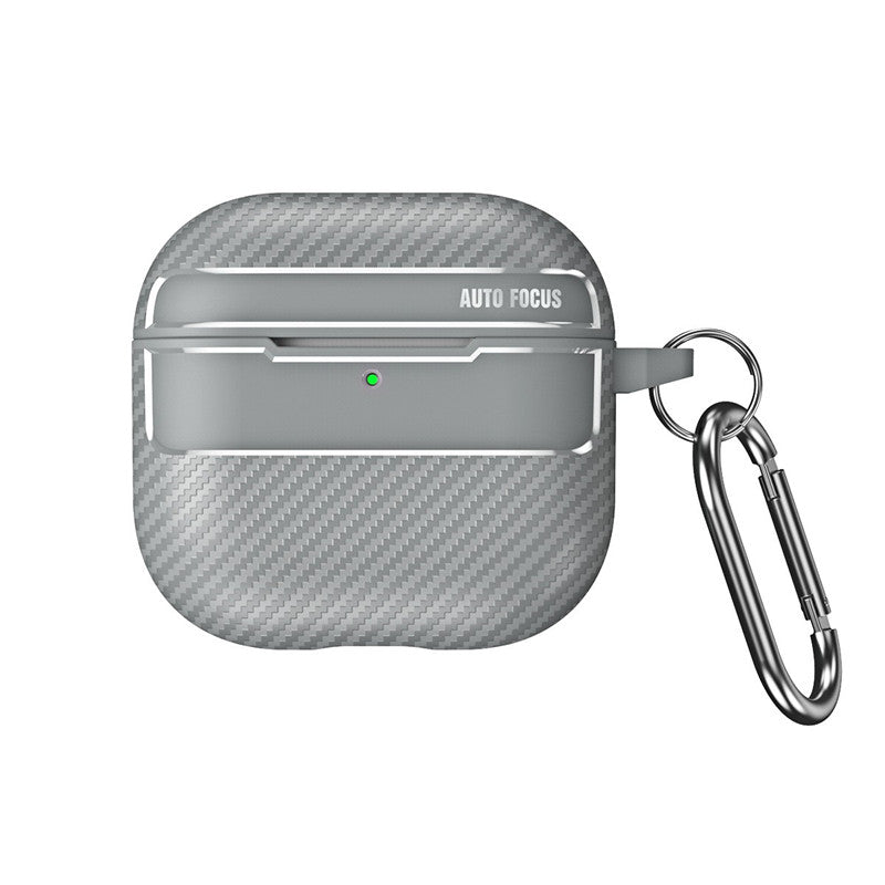 Carbon-style AirPods case with metal carabiner hook