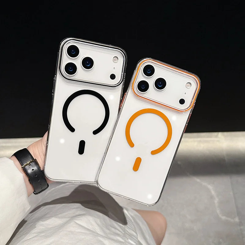 OrbitShield transparent iPhone MagSafe case with scratch resistance