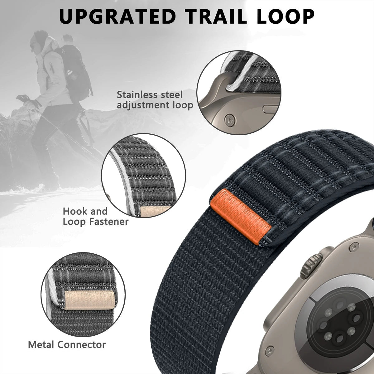 Soft nylon Apple Watch band compatible with 46mm case