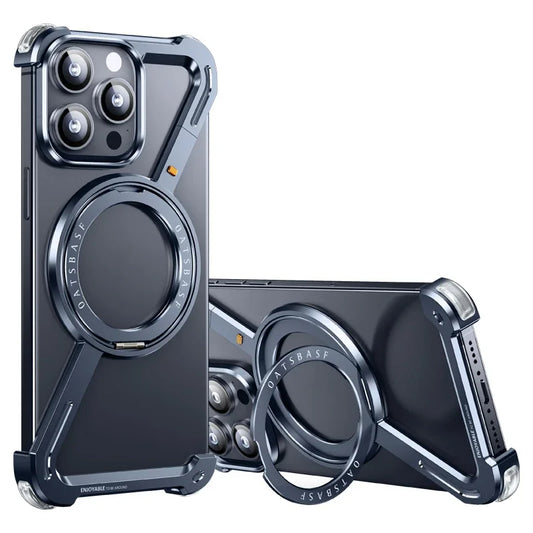 Metal case with built-in 360-degree rotating kickstand