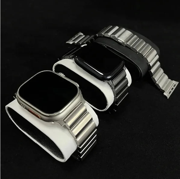 Black stainless steel link strap for Apple Watch 42mm to 49mm