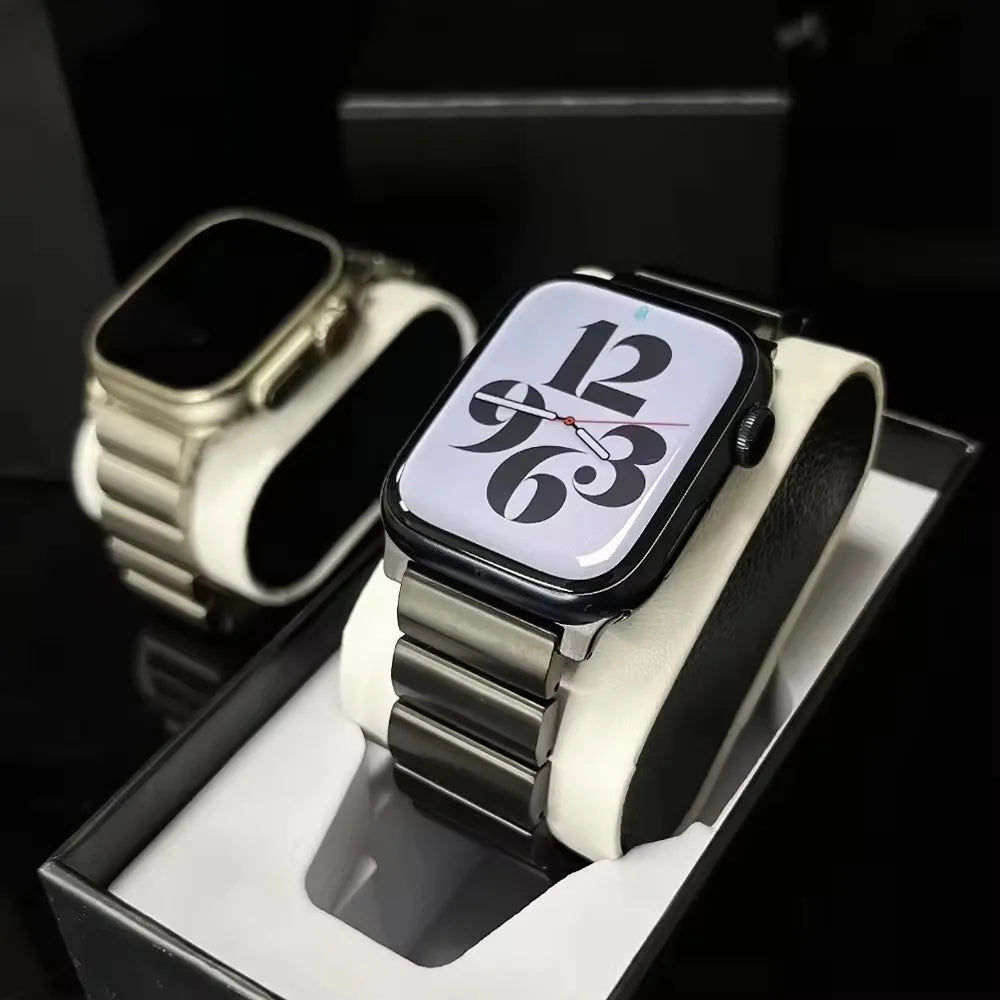 Black metal adjustable link strap for Apple Watch