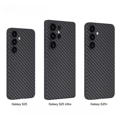 Carbon fiber phone case for Samsung models S25, S25 Ultra, and S25+