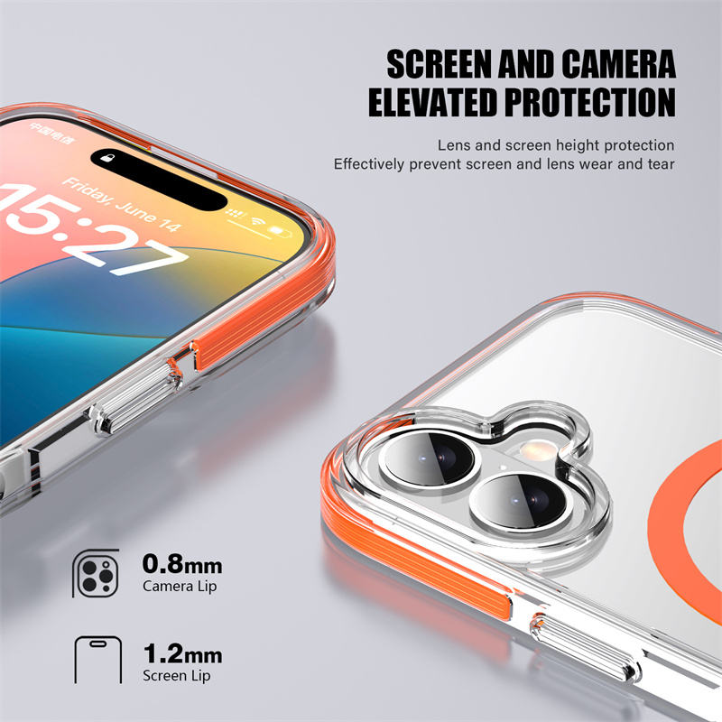 Clear iPhone case with flexible edges and scratch-resistant backplate

