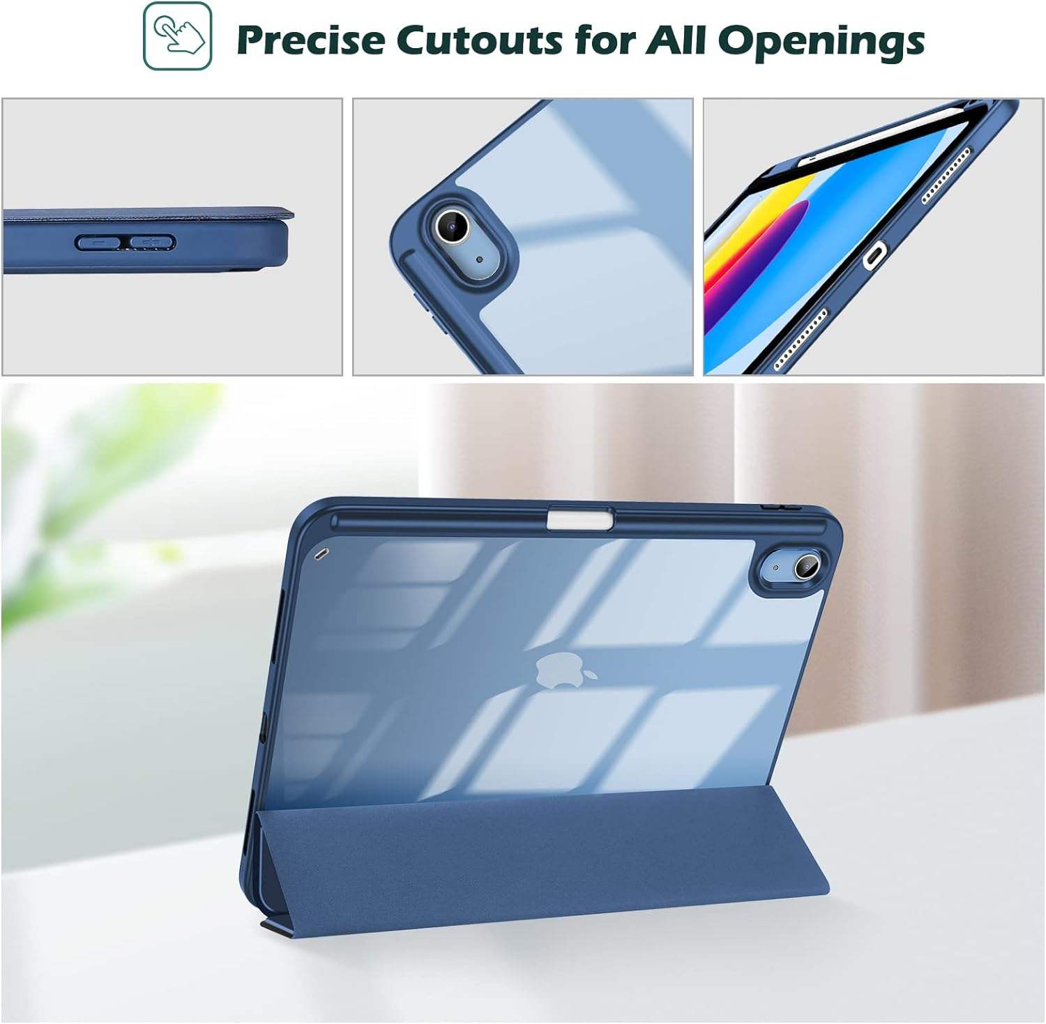 Close-up of transparent back on SheerShield case – showing Apple logo


