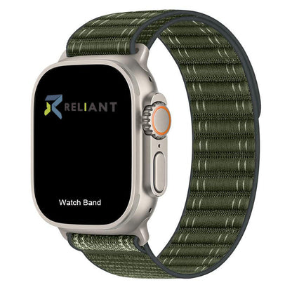 Sports Apple Watch strap with adjustable loop in military green

