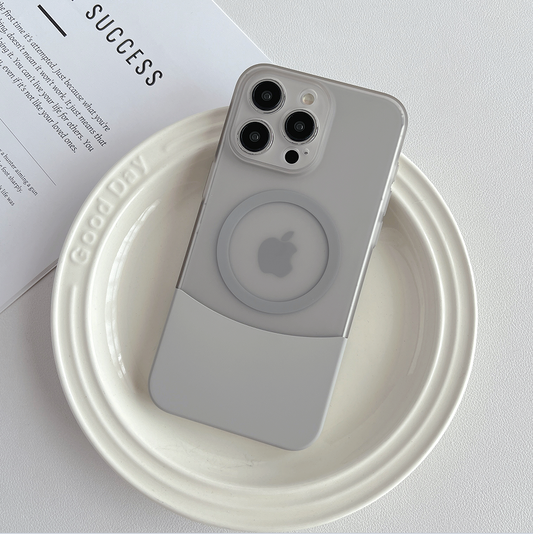 Split design iPhone case with matte base and clear top

