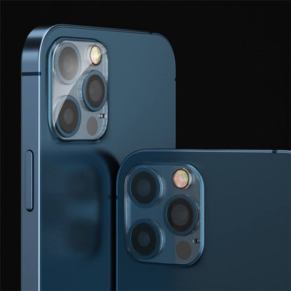 Clear tempered camera lens guard resisting daily wear

