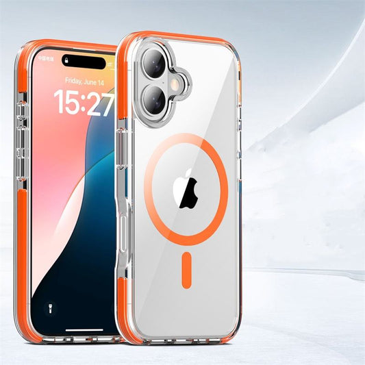 Clear iPhone case with MagSafe ring and shock-absorbing bumpers

