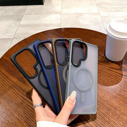 Matte semi-transparent Galaxy case offering smooth, low-profile grip

