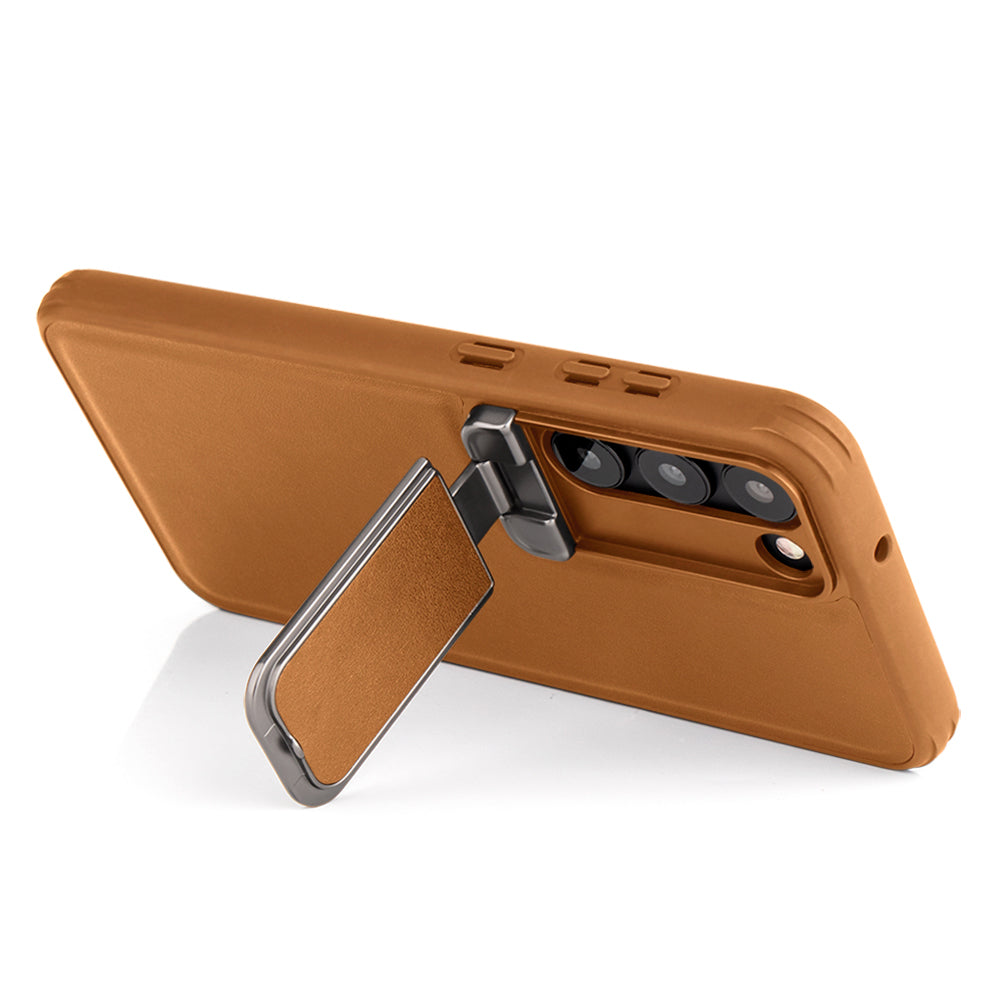 Luxury leather finish Samsung cover with smart dual-purpose stand

