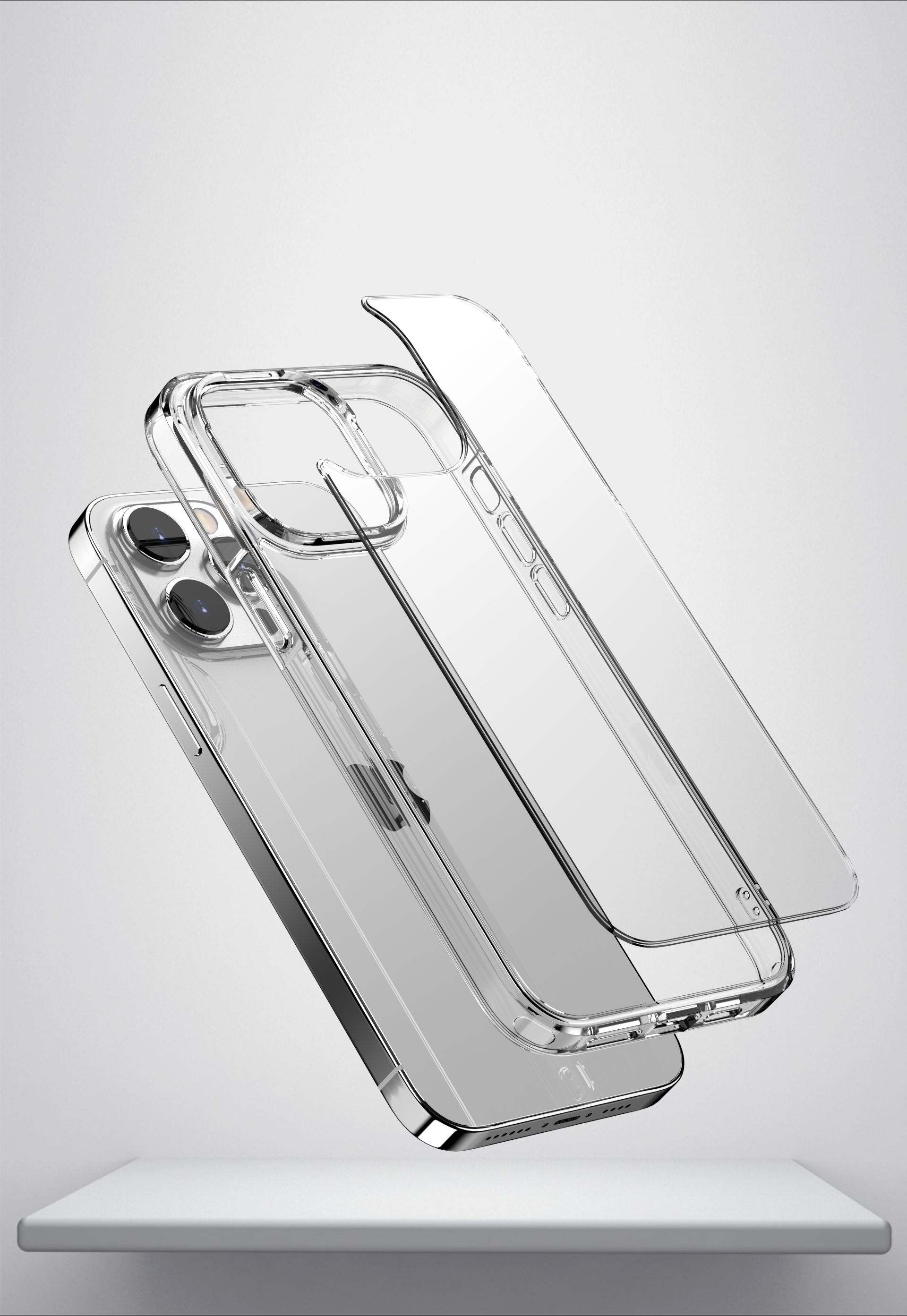 Shockproof black-tinted iPhone case showing anti-drop corners and impact-resistant soft TPU edges